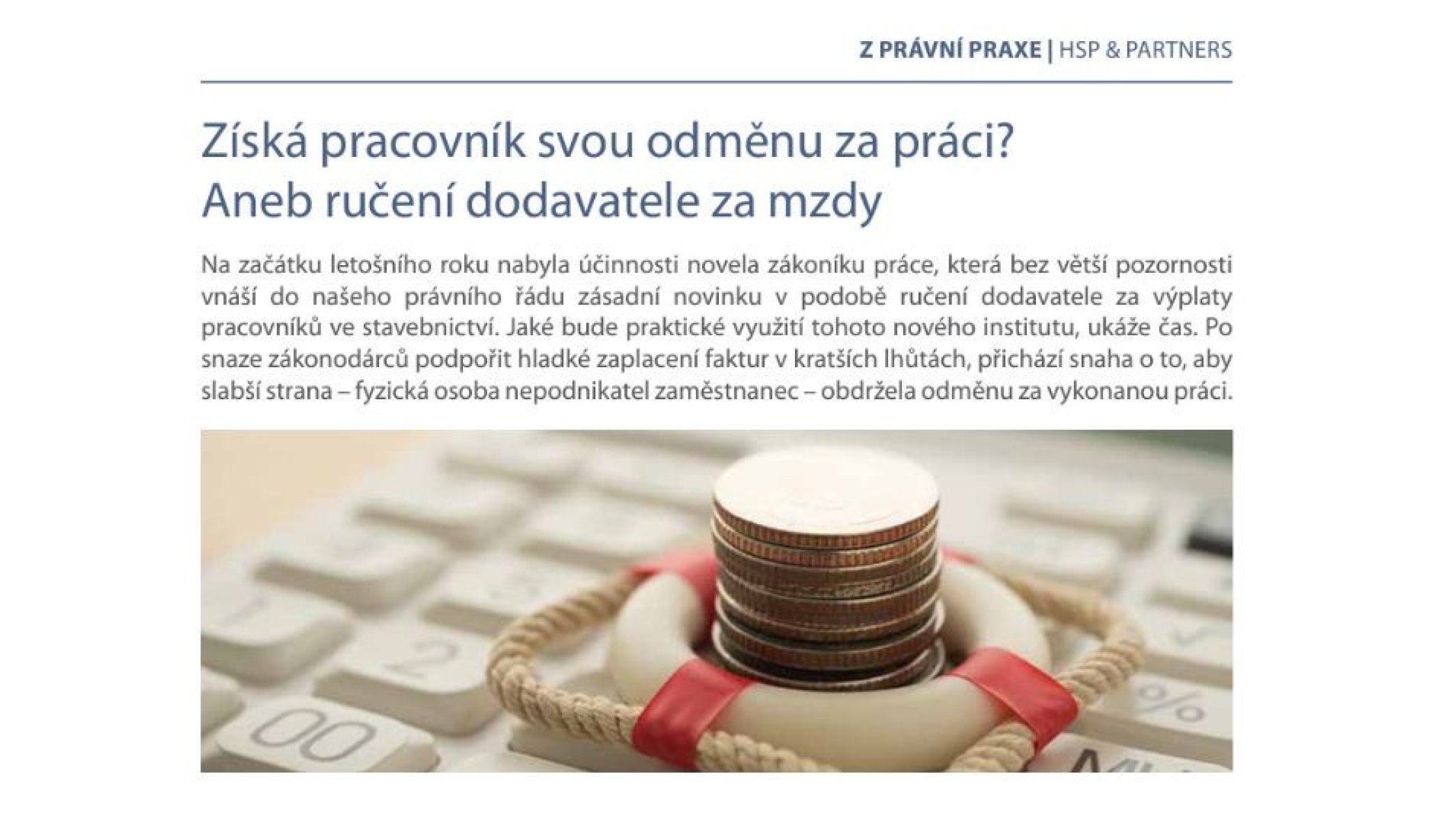 Magazín e-pravo.cz 01/2024: Získá pracovník svou odměnu za práci?  Aneb ručení dodavatele za mzdy